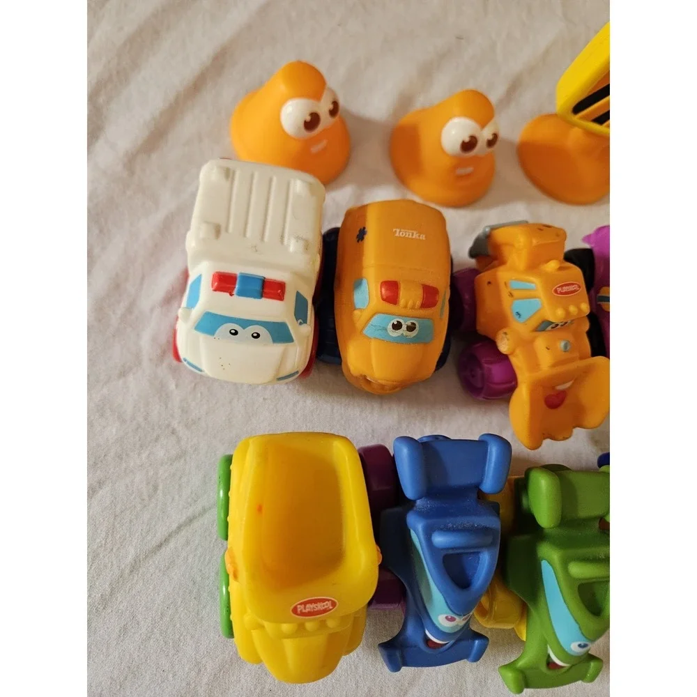 Playskool Tonka Chunky Vehicles Toy Lot Cars Trucks Cones Road Sign Toddler Toys